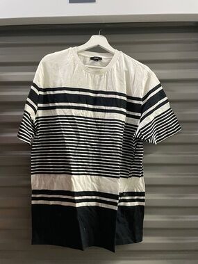 Reiss Black & White Striped Short Sleeve Crew Tee